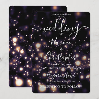 Personalise: Little Lights Black Wedding Invitation