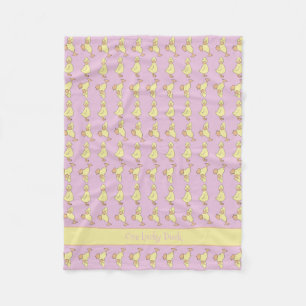 Personalise Little Yellow Duck Cute Baby Kids Pink Fleece Blanket