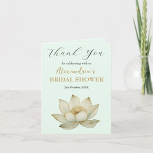 Personalise Lotus flower Bridal Shower Thank you Card