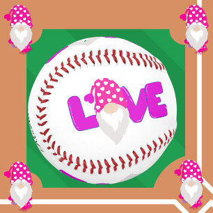 Personalise Love Gnome Heart Pink  Purple Baseball