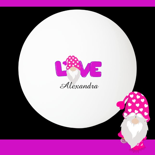 Personalise Love Gnome Heart Pink  Purple  Ping Pong Ball (Creator Uploaded)