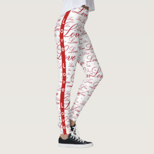 Personalise:   "Love " Red Valentine's Typography Leggings