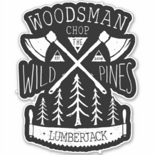 Personalise Lumberjack Crossed Axes Saw Pine Trees