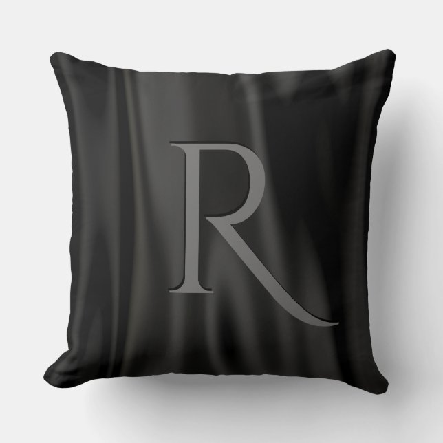 Personalise:  Luxurious Black Faux Satin Fabric Cushion (Front)