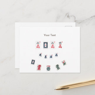 Personalise MahJong tiles Symbols design Announcement Postcard