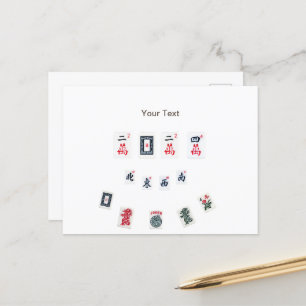 Personalise MahJong tiles Symbols design Announcement Postcard
