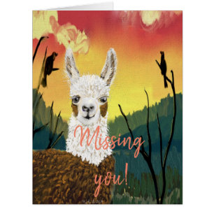 Personalise Mama Llama I Miss You Greeting Card
