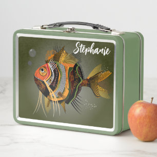 Personalise Marine Animal Colourful Fish Metal Lunch Box
