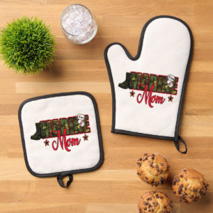 Personalise Marine Mum with Dog Tag Oven Mitt & Pot Holder Set