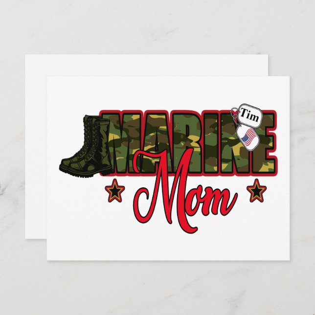 Personalise Marine Mum with Dog Tag Postcard (Front/Back)