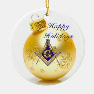 Personalise Masonic Emblem Ceramic Tree Decoration