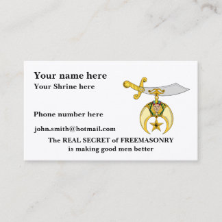 Personalise Masonic & Shriners Emblem Business Card