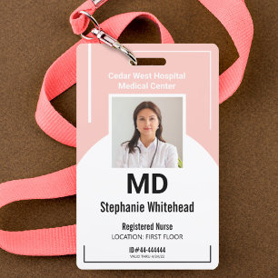 Personalise Medical Employee Photo ID Blush Pink Badge
