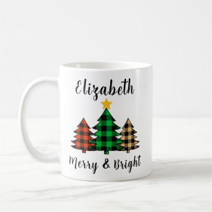 Personalise Merry & Bright Tree Coffee Mug