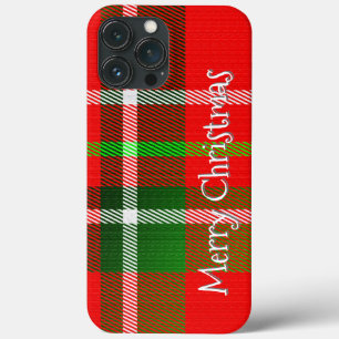 Personalise "Merry Christmas" Tartan Plaid Pattern iPhone 13 Pro Max Case
