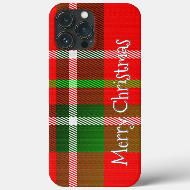Personalise "Merry Christmas" Tartan Plaid Pattern Case-Mate iPhone Case (Back)