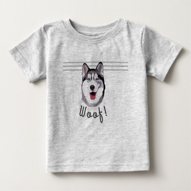 Personalise Message Siberian Husky Baby Bib T-Shir T-Shirt (Front)