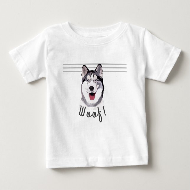 Personalise Message Siberian Husky  Baby T-Shirt (Front)