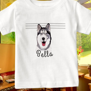 Personalise Message Siberian Husky Baby T-Shirt