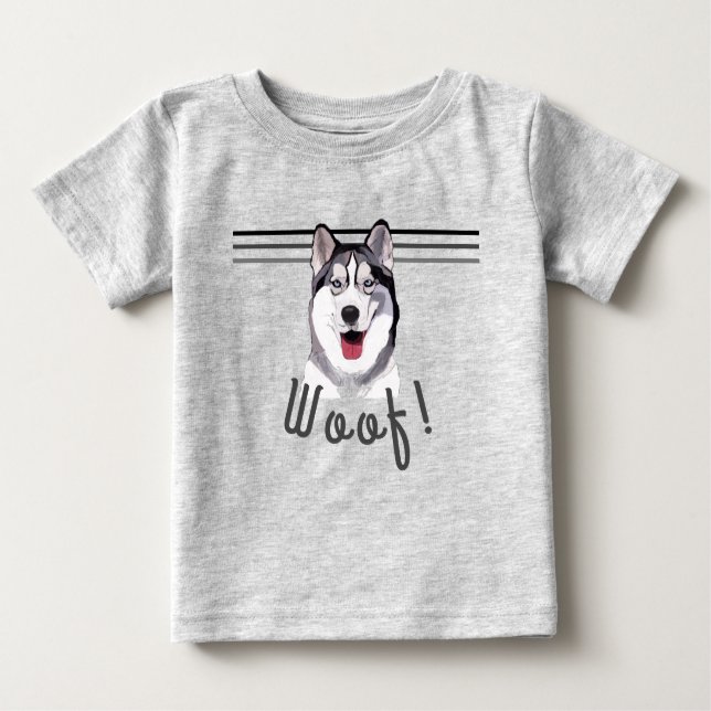Personalise Message Siberian Husky  Baby T-Shirt (Front)