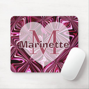 Personalise Midnight Pink Marble Geometric Pattern Mouse Pad