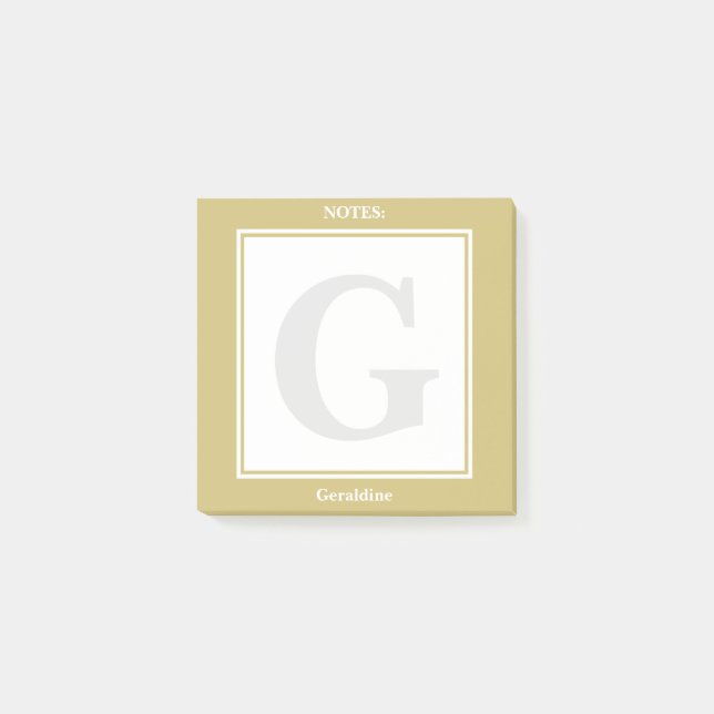 Personalise:  Minimalist Gold and White Geometric Post-it Notes (Front)