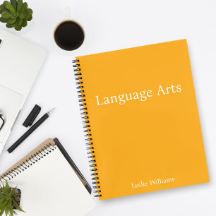 Personalise Minimalist Orange Language Arts Notebook
