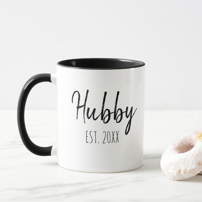 Personalise Minimalist Simple Husband Hubby Year Mug (With Donut)