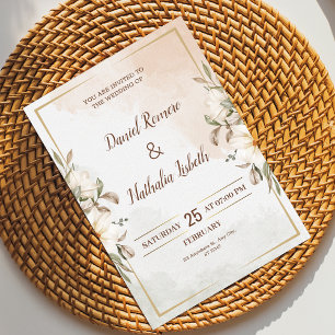 Personalise Minimalistic Floral wedding Invitation