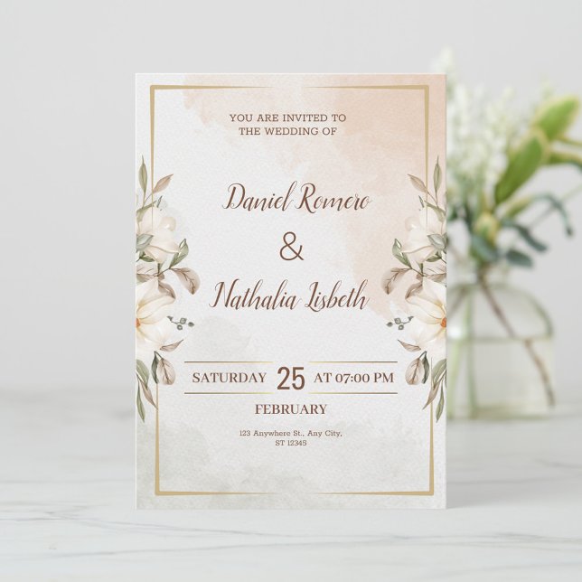 Personalise Minimalistic Floral wedding Invitation (Creator Uploaded)
