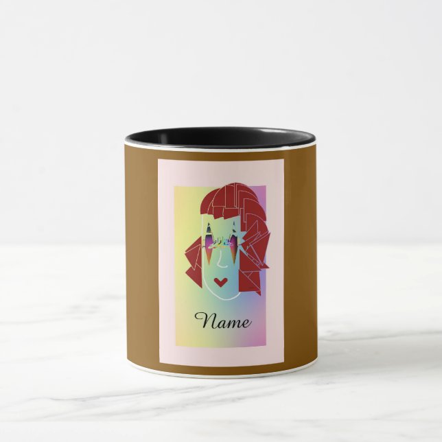 Personalise Mocha Brown Glare Fun  Mug (Center)