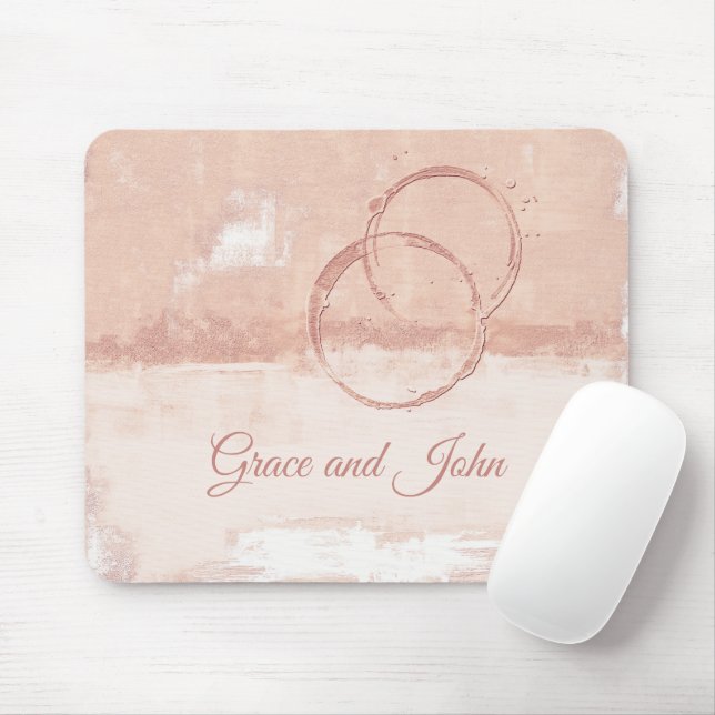 Personalise Modern Art Style Soft Pink Peach Mouse Pad (With Mouse)
