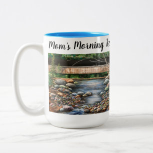 Personalise Modern Brook Scene Two-Tone Coffee Mug