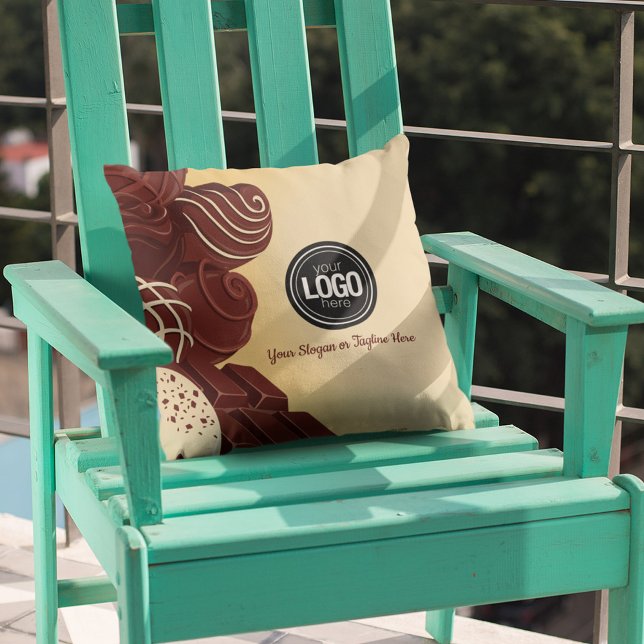 Personalise Modern Chocolate Business Cushion (Creator Uploaded)