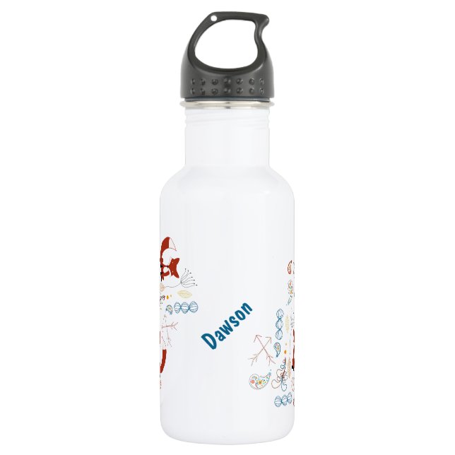 Personalise Modern Fox  Woodland Pattern 532 Ml Water Bottle (Front)