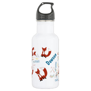 Personalise Modern Fox Woodland Pattern 532 Ml Water Bottle