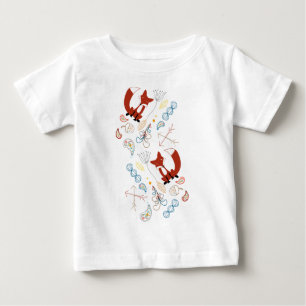 Personalise Modern Fox  Woodland Pattern Baby T-Shirt