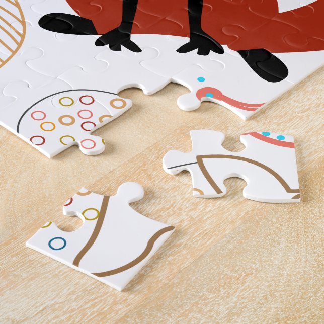 Personalise Modern Fox  Woodland Pattern Jigsaw Puzzle (Side)
