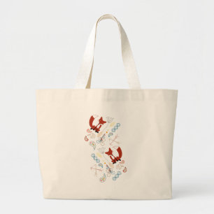 Personalise Modern Fox Woodland Pattern Large Tote Bag