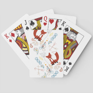 Personalise Modern Fox Woodland Pattern Playing Cards