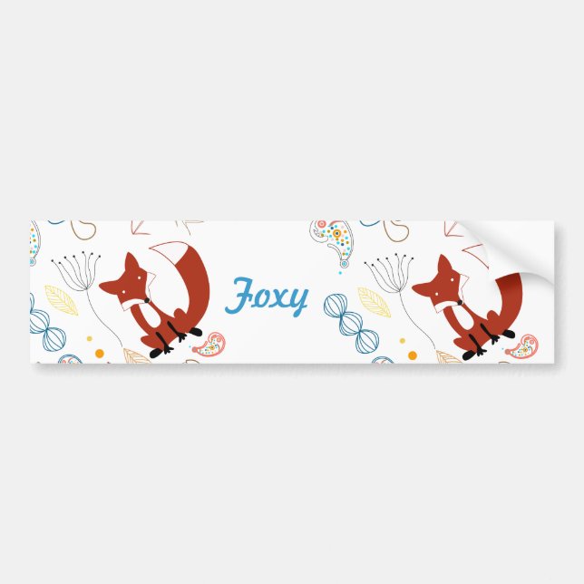 Personalise Modern Foxy  Woodland Bumper Sticker (Front)