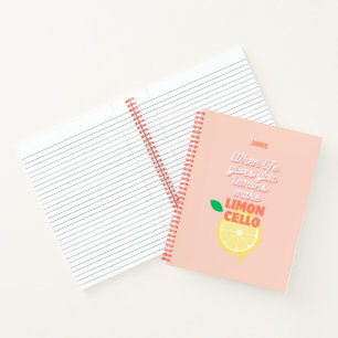 Personalise Modern Peach Italian Lemon Limoncello  Notebook