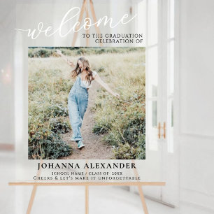 Personalise Modern Photo Graduation Welcome Acrylic Sign