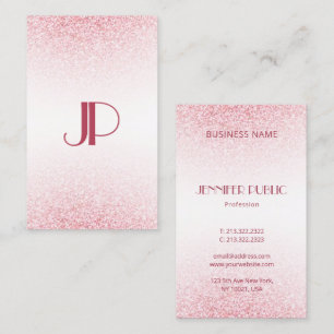 Personalise Modern Pink Rose Gold Glitter Elegant Business Card