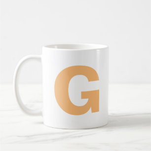 Personalise Modern Script Orange Initial Monogram Coffee Mug
