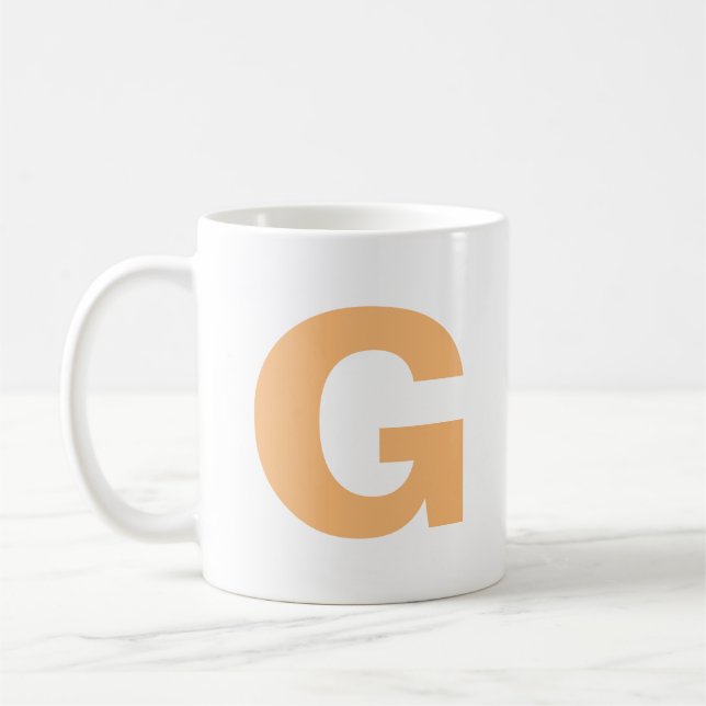 Personalise Modern Script Orange Initial Monogram  Coffee Mug (Left)