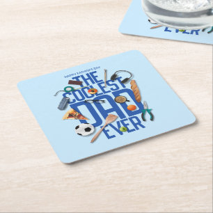 Personalise Modern The Coolest Dad Ever Square Paper Coaster