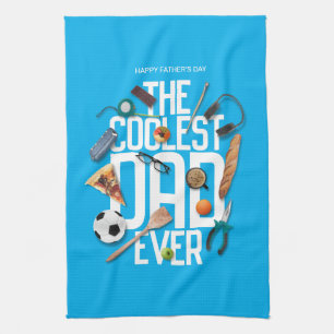 Personalise Modern The Coolest Dad Ever Tea Towel