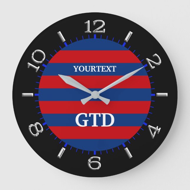 Personalise Modern Vibrant Horizontal Stripes on a Large Clock (Front)
