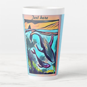 Personalise Modern Whale Art Trivet Latte Mug